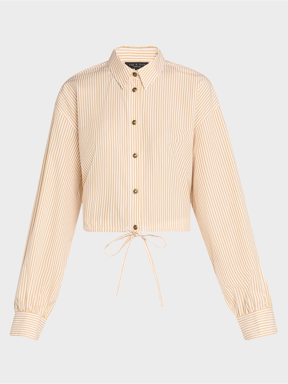 rag & bone Women’s Georgie Stripe Drawstring Shirt Gold/White Size Large